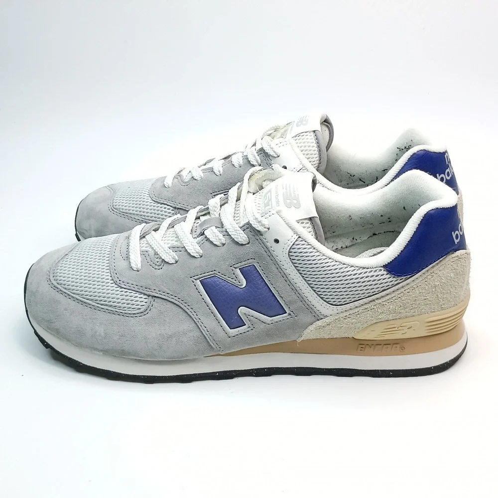 New Balance 574 Sneaker Men Size 12 Grey Blue U574SPB Suede Mesh